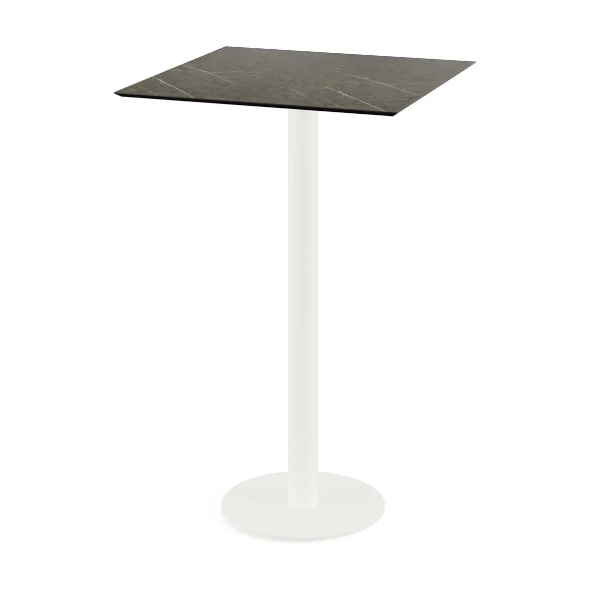 Mange-Debout Urban Piètement Blanc et Plateau Midnight Marble - 70 x 70 cm