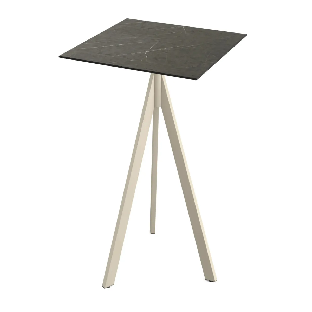 Mange-Debout Infinity Tripod avec Piètement Sable et Plateau HPL Midnight Marble - 70 x 70 cm