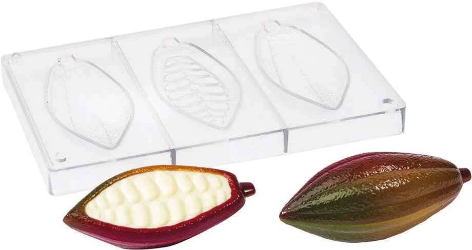 Plaque Cabosse Complète en Chocolat - 3 Empreintes - 140 x 23 mm