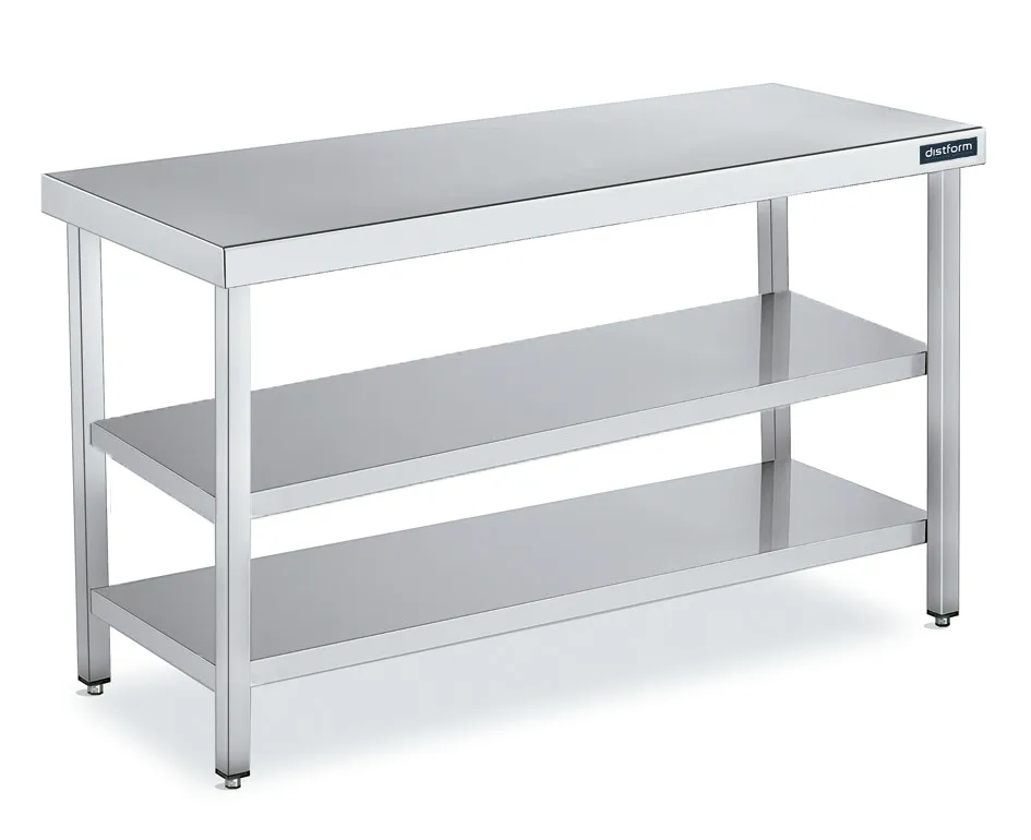 Table Inox Centrale 1900x700 avec 2 Etagères