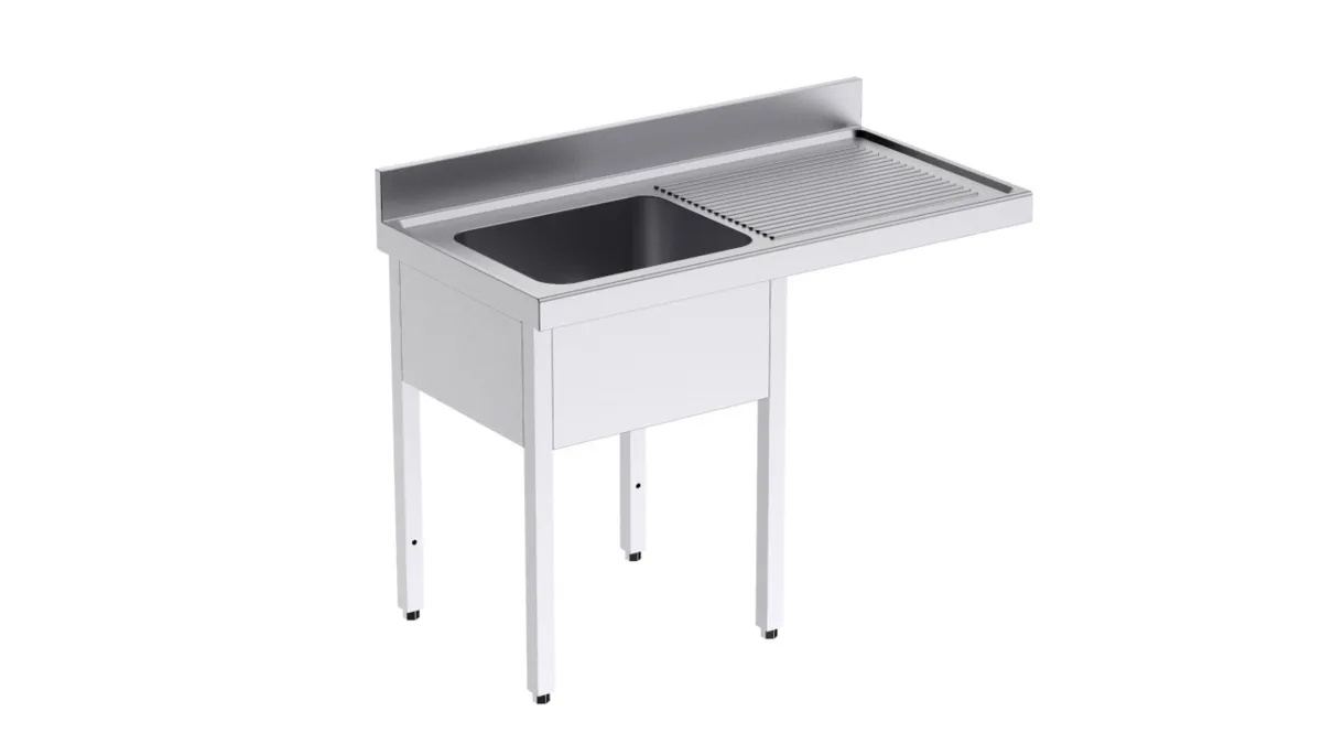 Plonge 1 Bac avec Passage pour Lave-Vaisselle à Droite - L 1400 x P 700 mm