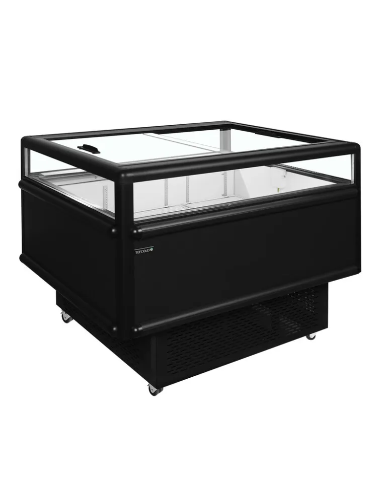 Réfrigérateur 2 Couvercles Coulissants Vitrés Noir 165 L