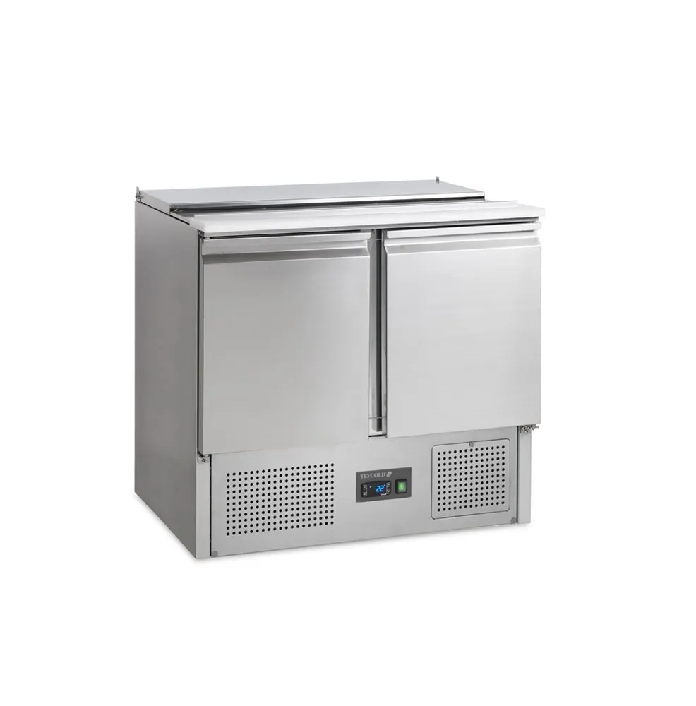 Saladette Réfrigérée Positive GN 1/1 en Inox - 2 Portes - 230 L - 2 GN 1/1 et 2 GN 1/4