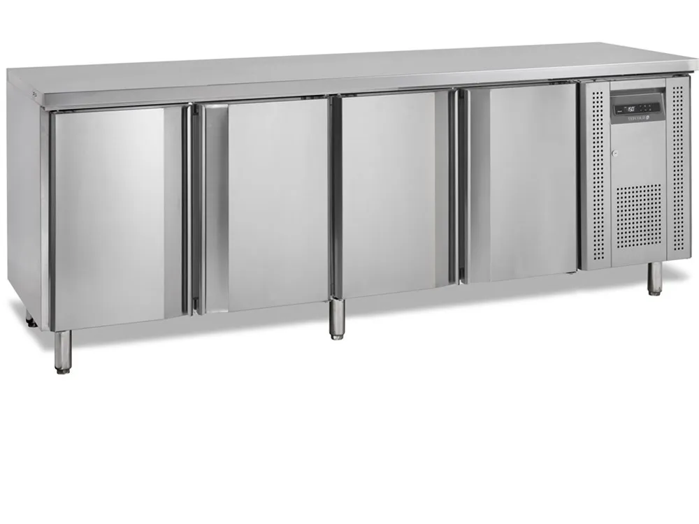 Table Réfrigérée Négative en Inox - 4 Portes - 460 L