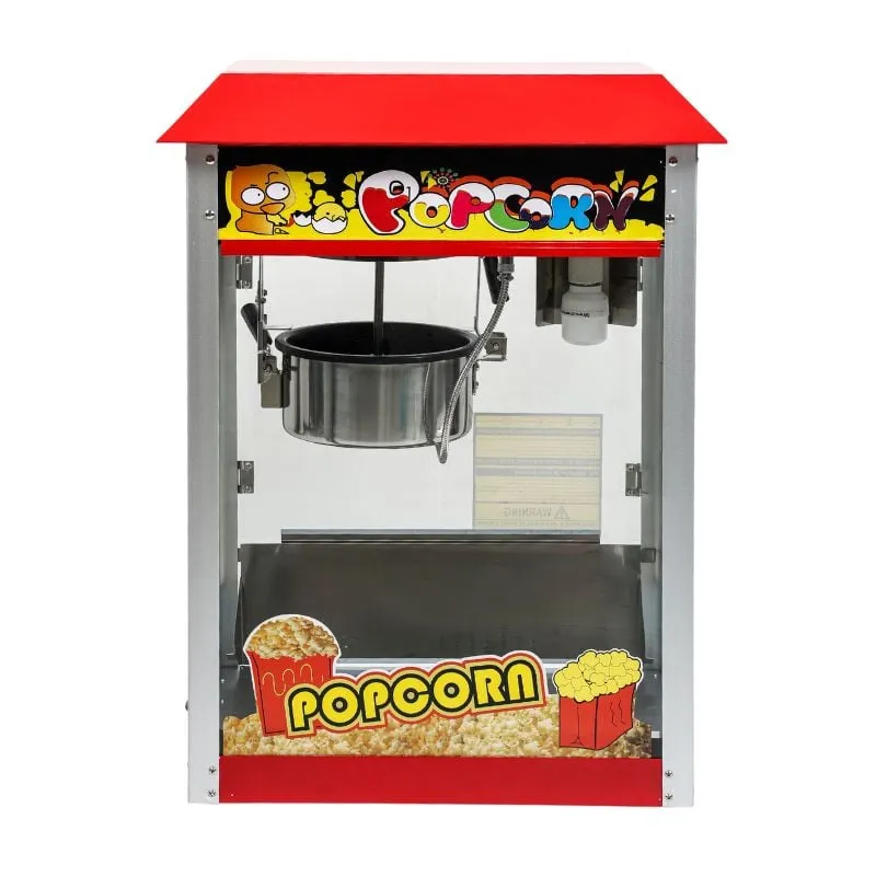Machine à Pop-Corn Professionnelle 1400 W, Cuve Inox Amovible, Vitrine Panoramique — Snack, Cinéma, Forain