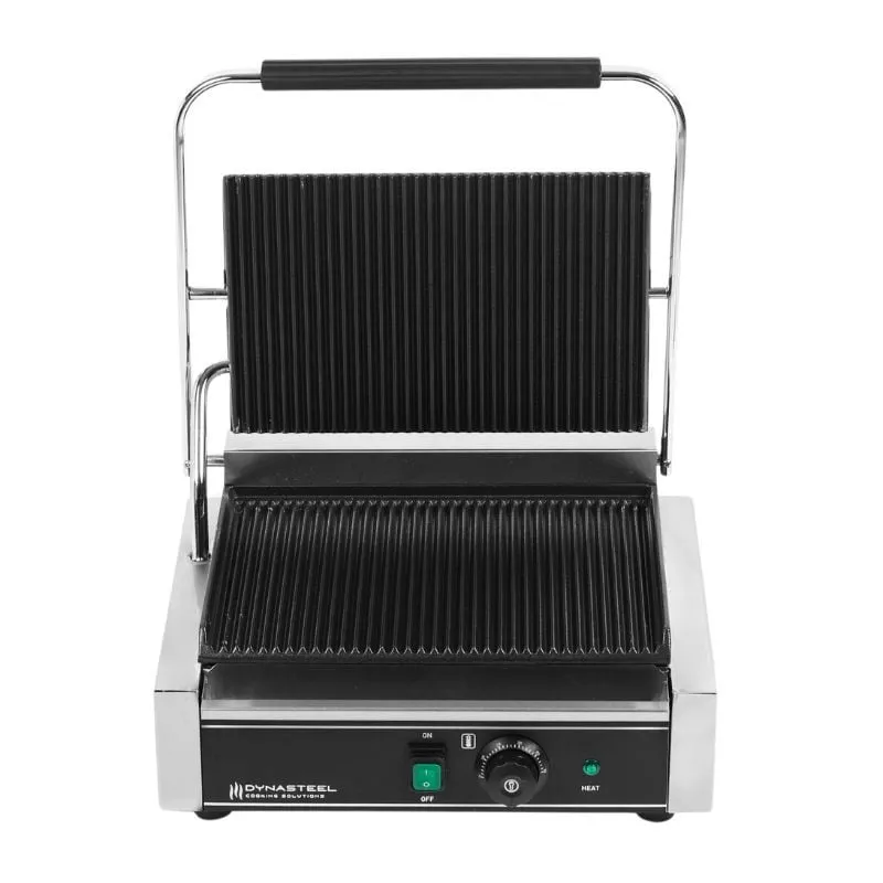 Grill Panini Professionnel 2200 W Plaques Rainurées 340x220 mm, Thermostat 50-300 °C, Corps Inox