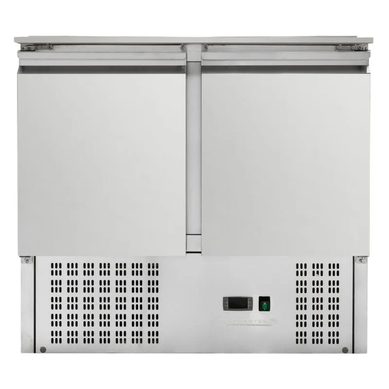 Saladette Compacte 2 Portes - Avec Couvercle Coulissant - 2 GN 1/1 et 3 GN 1/6