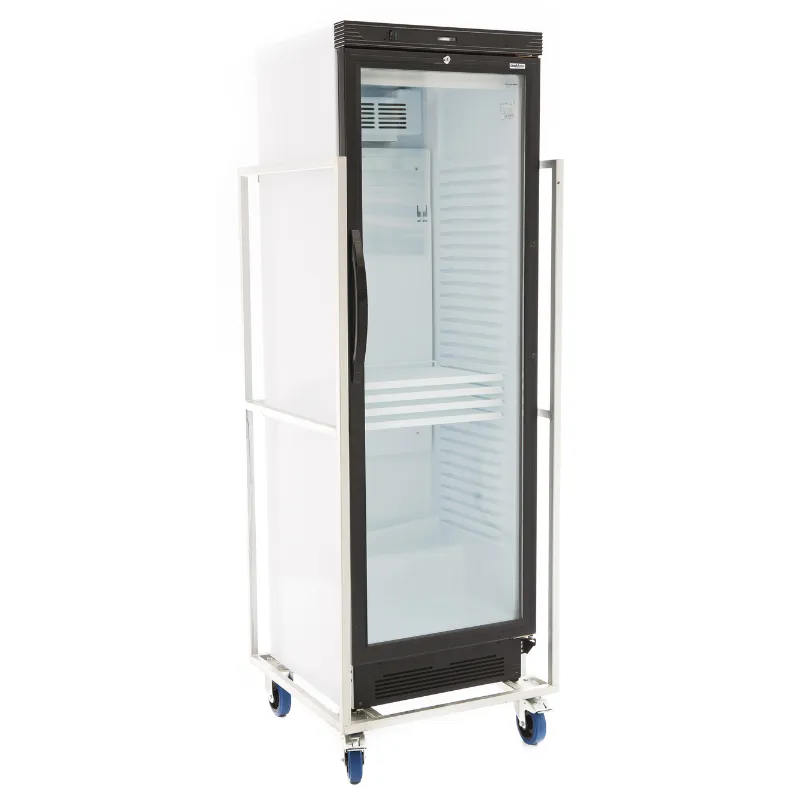 Vitrine à Boissons Réfrigérée à Porte Vitrée 352 L avec Chariot de Transport