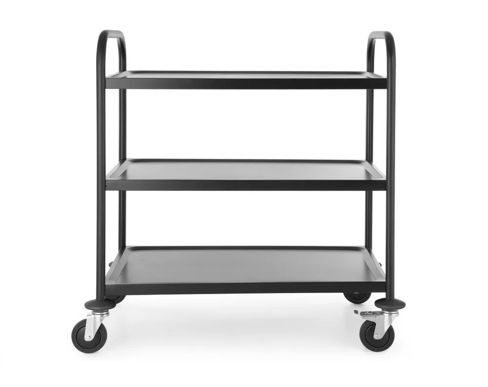 Chariot de Service Noir Mat - 3 Plateaux