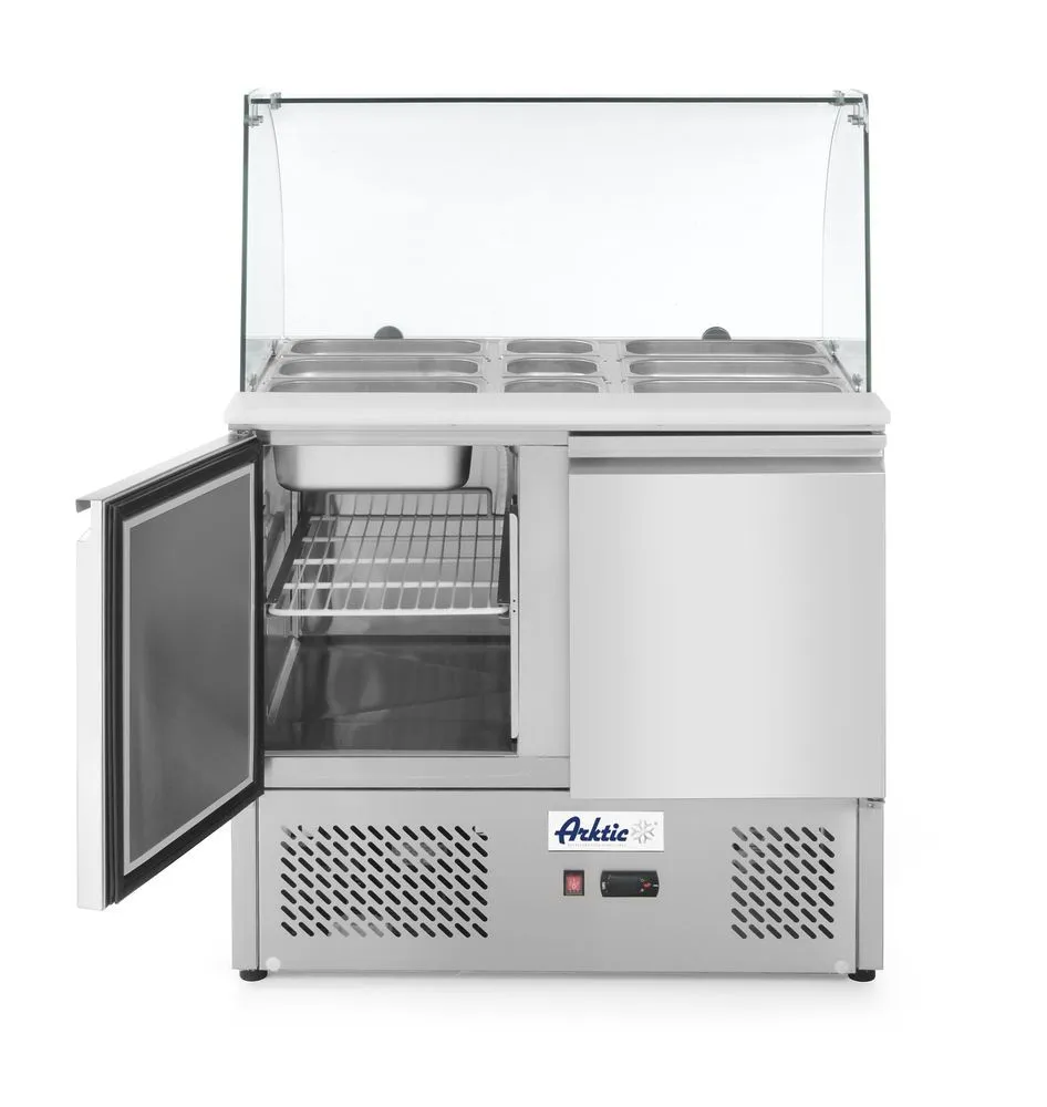 Comptoir 2 Portes - Vitrine Réfrigérée en Verre - 2 Bacs GN 1/1 et 3 Bacs GN 1/6 - 300 L