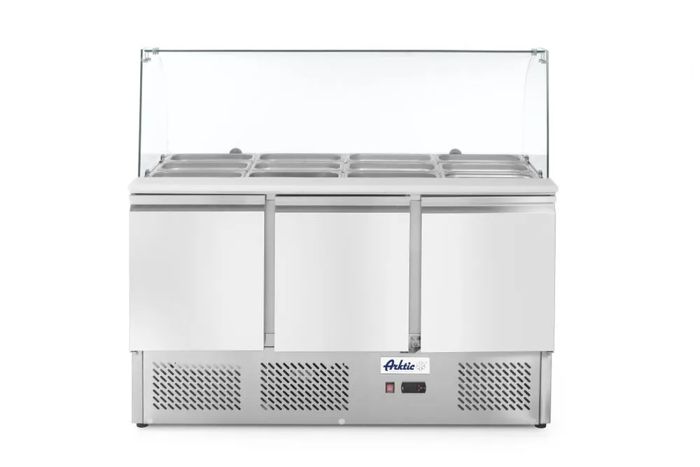 Comptoir 3 Portes avec Vitrine Réfrigérée en Verre - 380 L