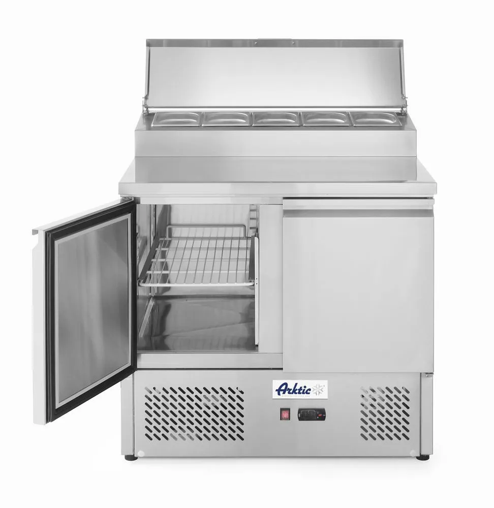 Comptoir de Préparation pour Pizzas ou Salades avec Vitrine Réfrigérée - 300 L - 5 Bacs GN 1/6