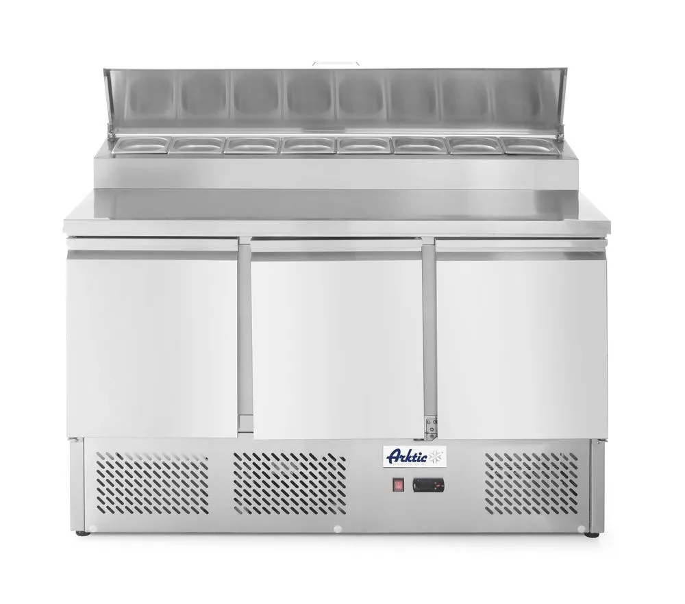 Comptoir de Préparation pour Pizzas ou Salades avec Vitrine Réfrigérée - 380 L - 8 Bacs GN 1/6