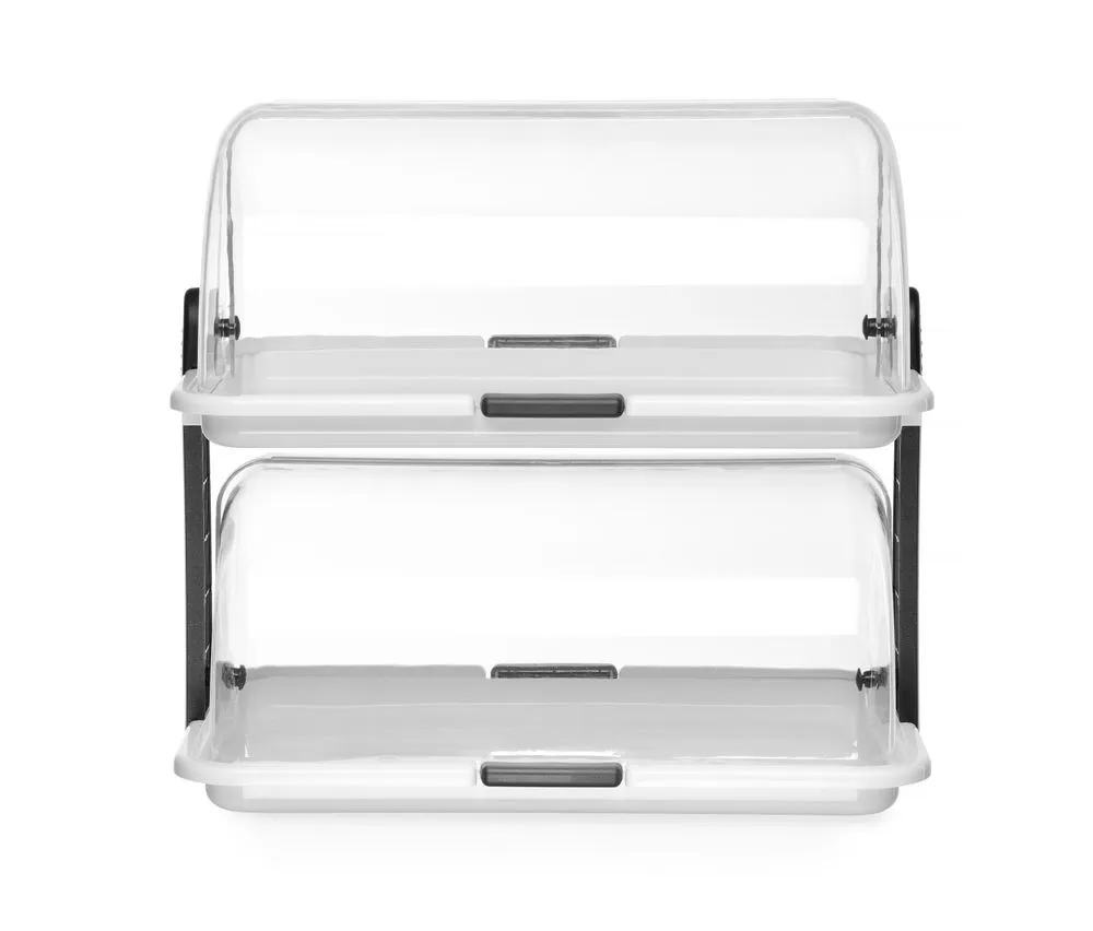 Vitrine Rectangulaire à Couvercles Coulissants - 2 Plateaux - 465 x 310 mm