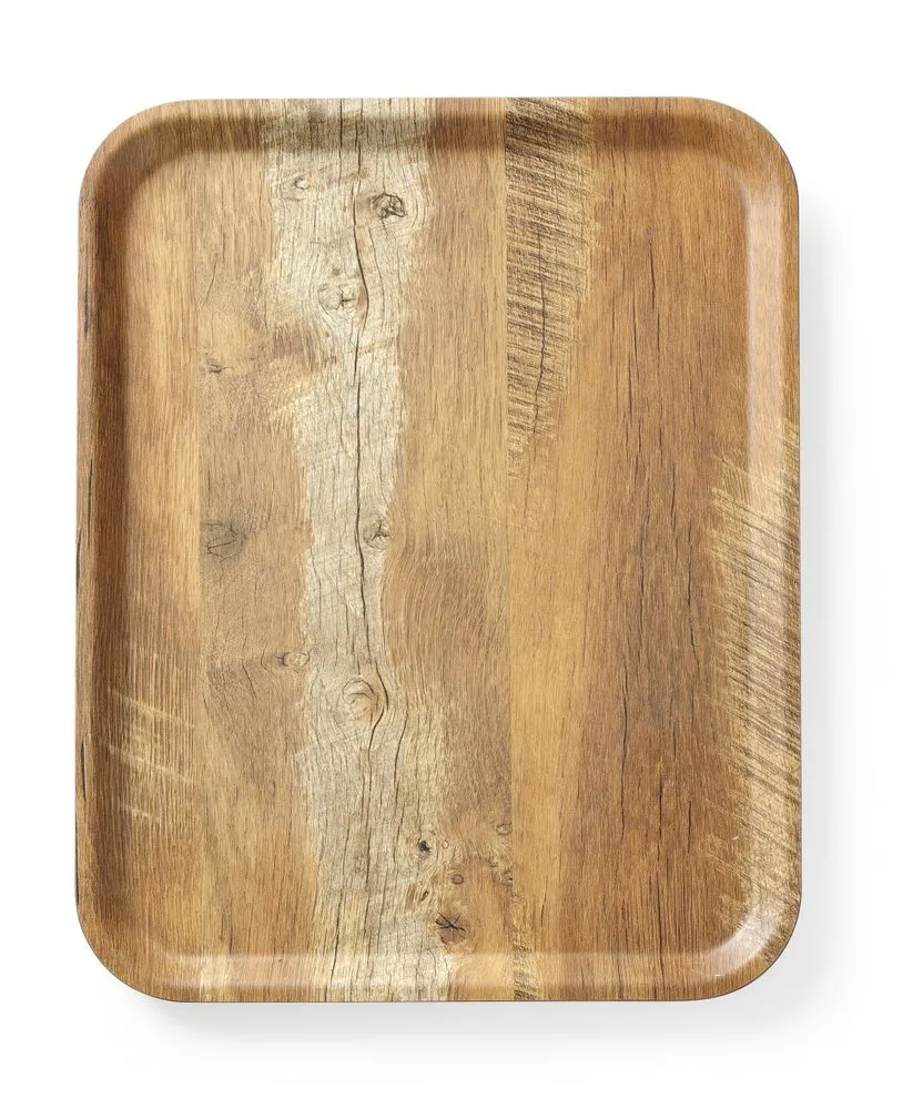 Plateau de Service en Mélamine Imprimé Bois - 430 x 330 mm