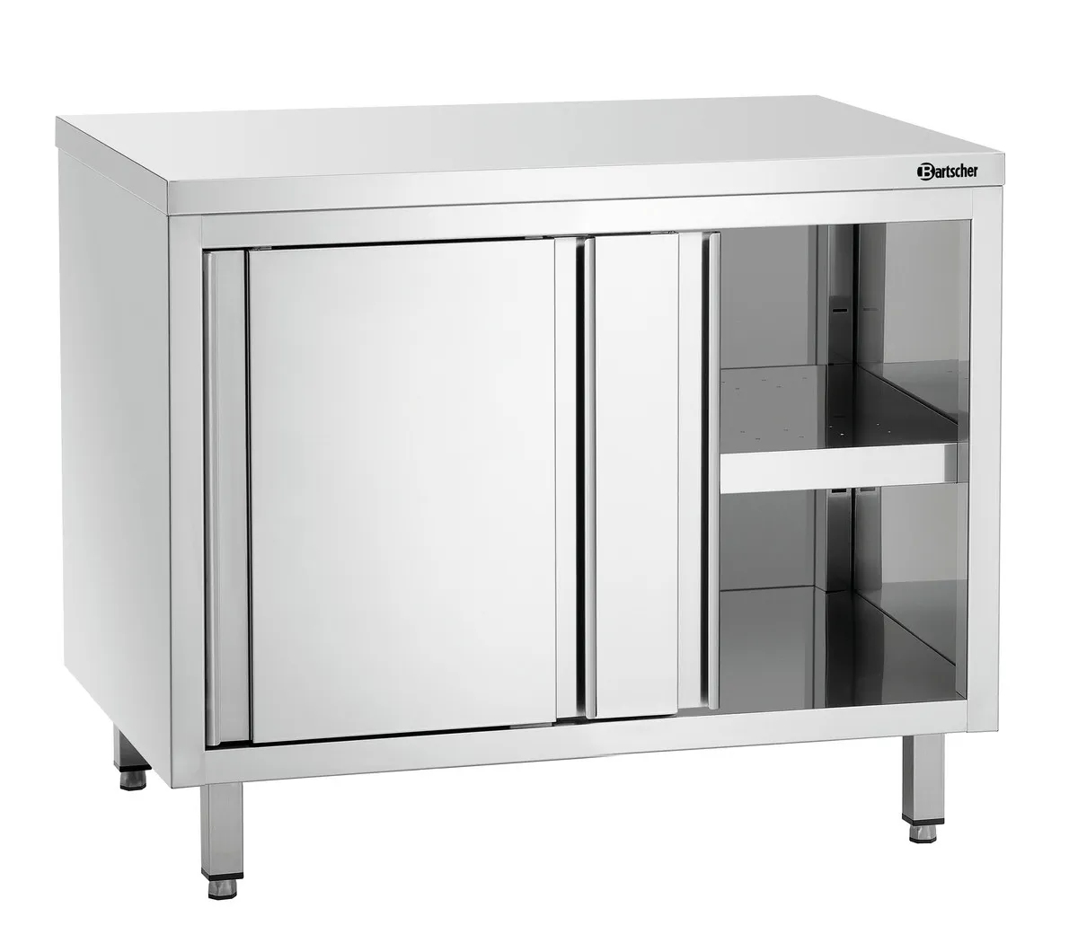 Meuble en Inox avec Portes Coulissantes et Etagère - L 1000 mm
