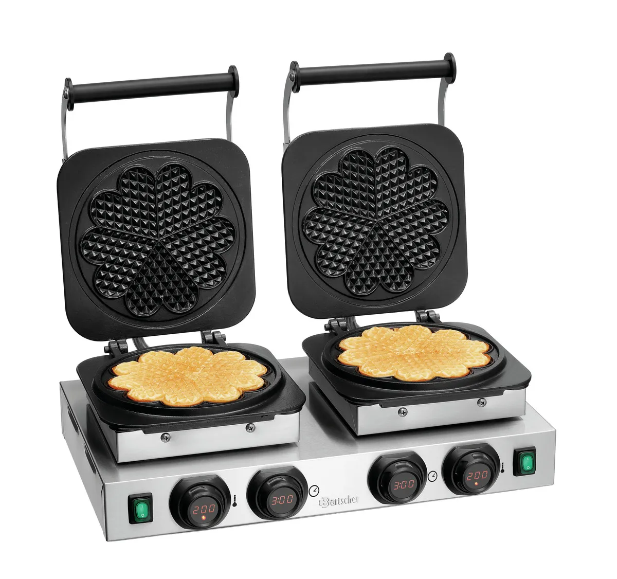 Gaufrier Double Professionnel - 2 x 5 Gaufres en Cœur