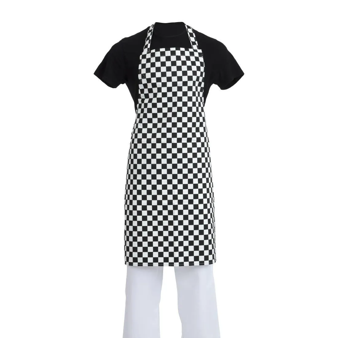 Tablier Bavette à Damier Noir et Blanc - 970 x 710 mm