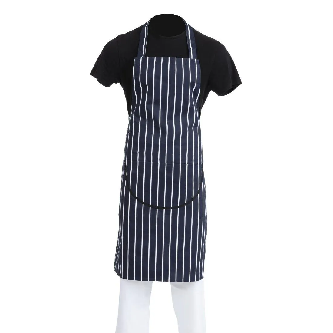 Tablier Bavette avec Poche Rayé Bleu Marine et Blanc - 965 X 710 mm