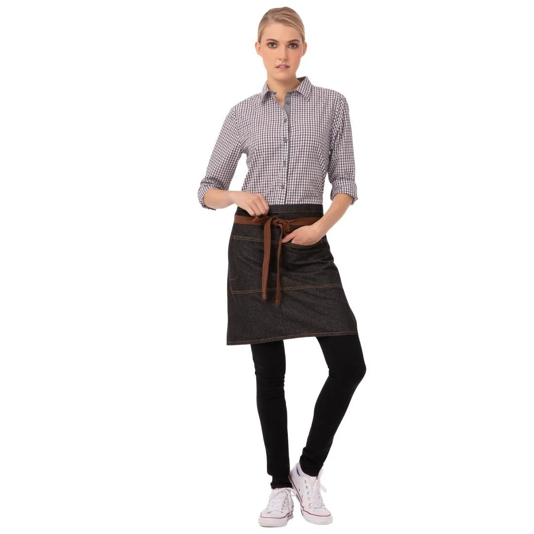 Tablier de Serveur Court Noir Memphis en Coton - 725 x 480 mm