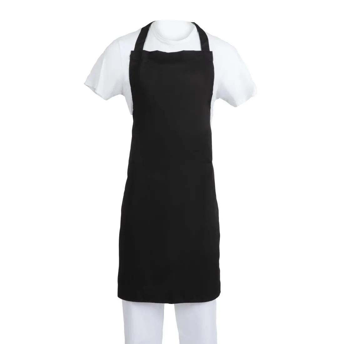 Tablier Bavette Noir en Polycoton - 900 x 1040 mm