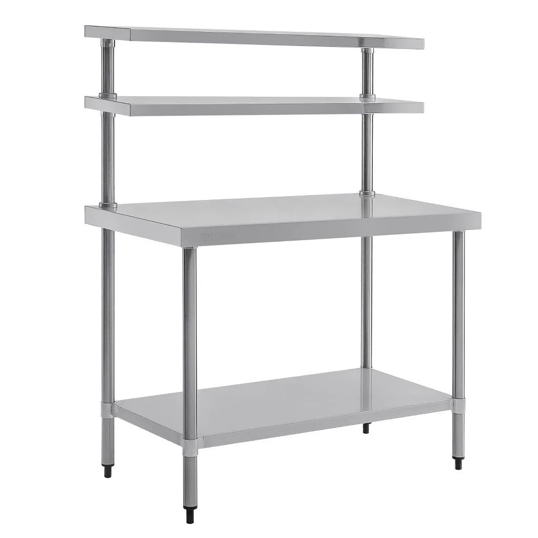 Table Inox avec Etagère et 2 Étagères Supérieures - 1200 x 600 mm