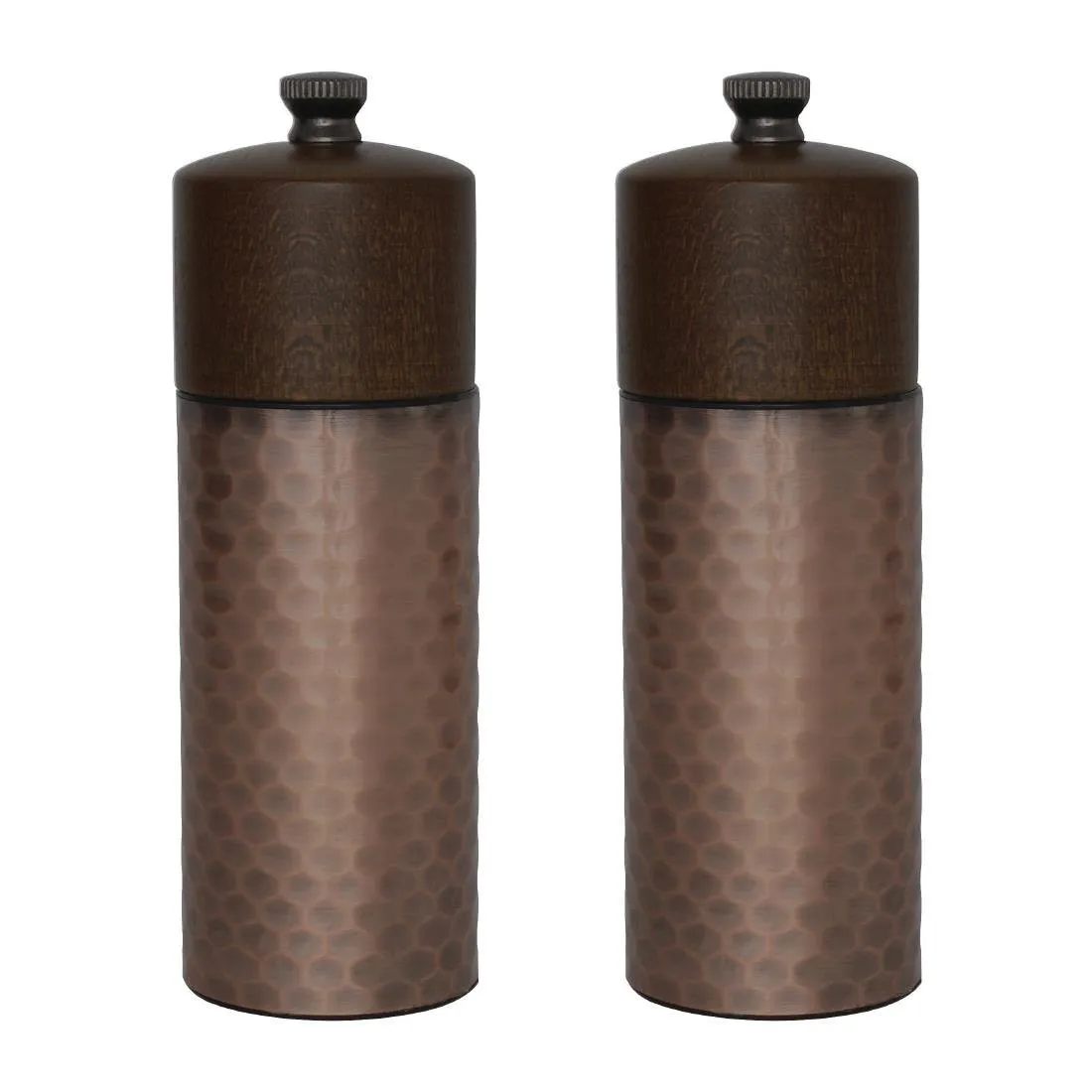Set Moulins à Sel et Poivre en bois et Cuivre - H 150 mm