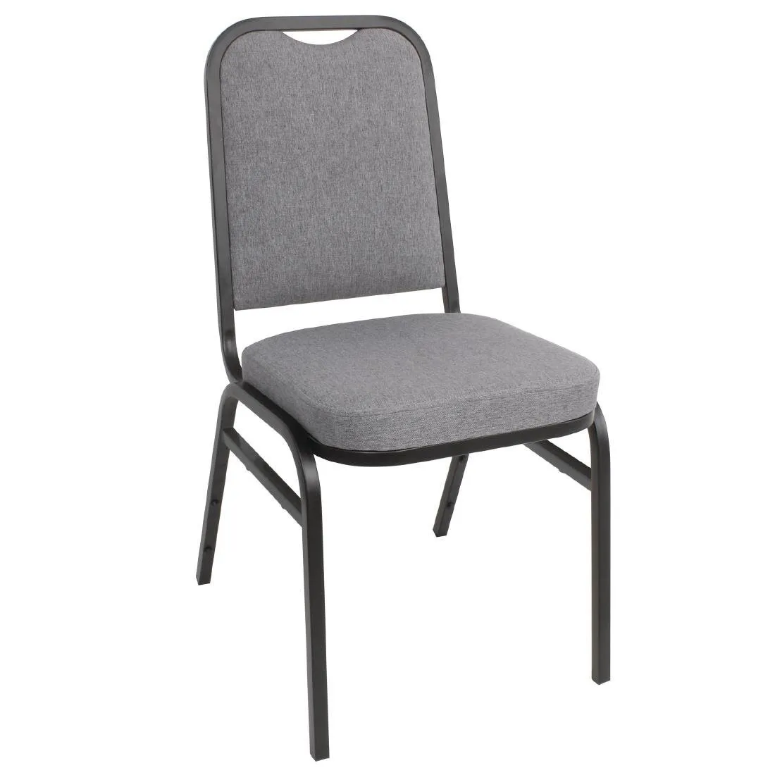 Chaise de Banquet avec Dossier Carré et Tissu Gris - Lot de 4
