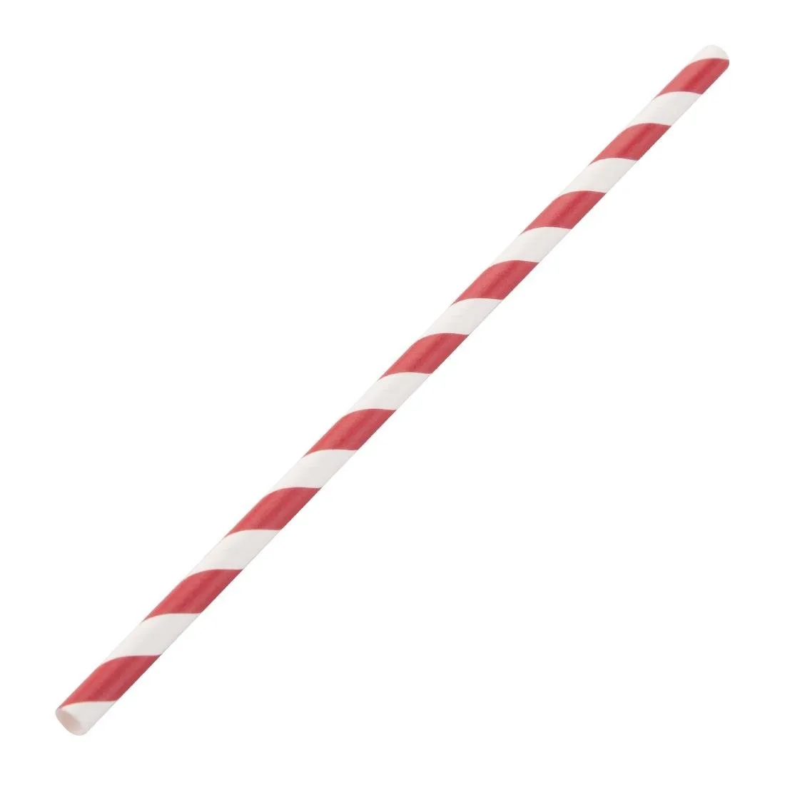 Pailles Compostables Rouges et Blanches en Papier - L 210 mm - Lot de 250
