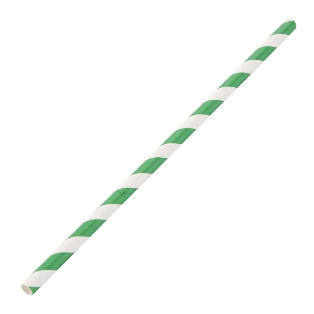 Pailles Compostables Vertes et Blanches en Papier - L 210 mm - Lot de 250