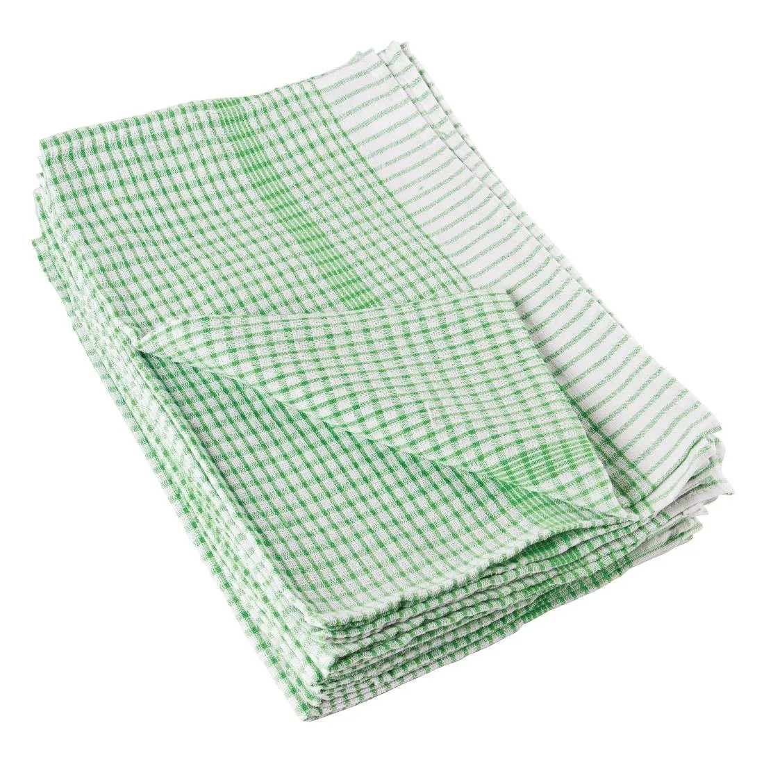 Torchons Verts En Coton - Lot De 10