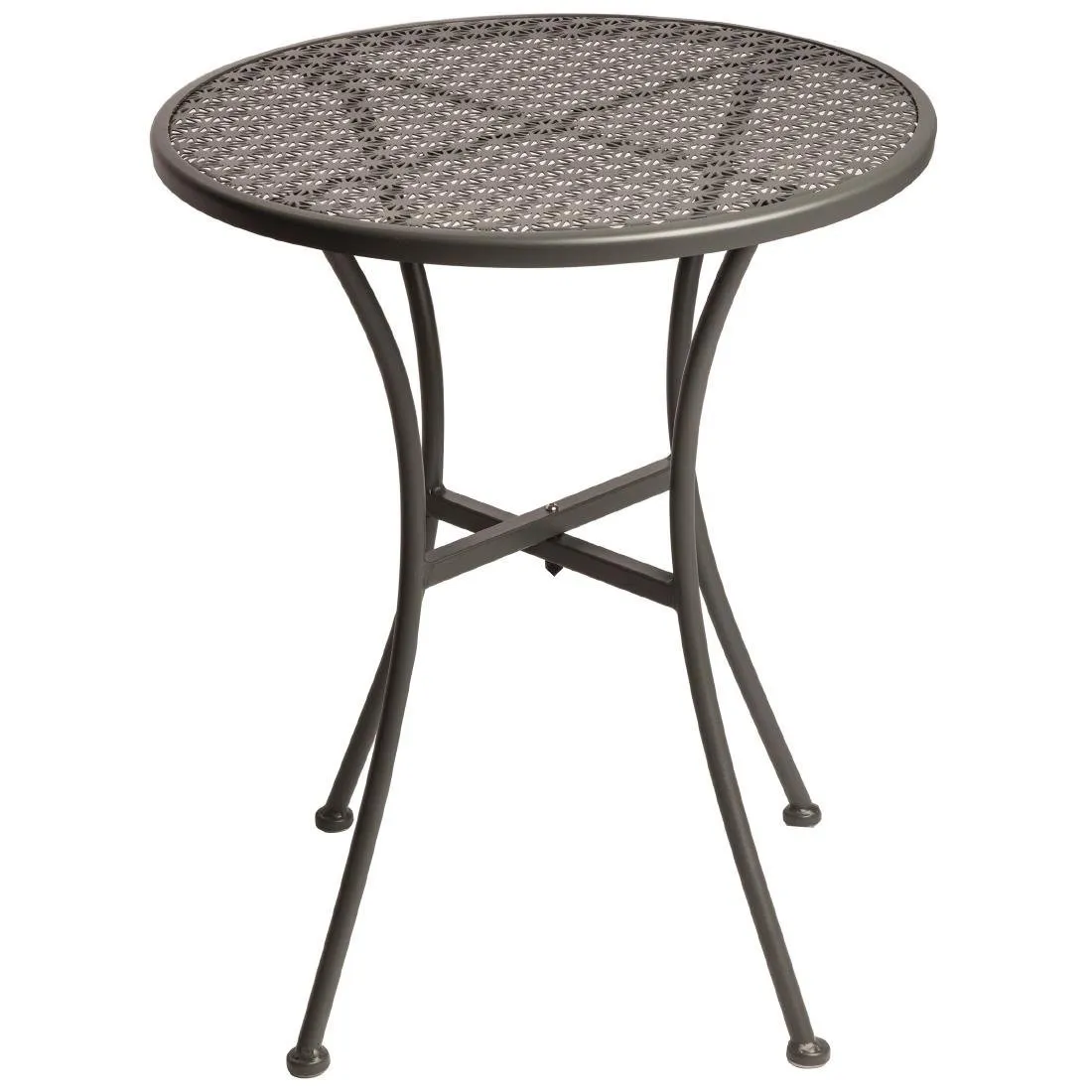 Table Bistro Ronde En Acier Ajouré Grise - 600 mm