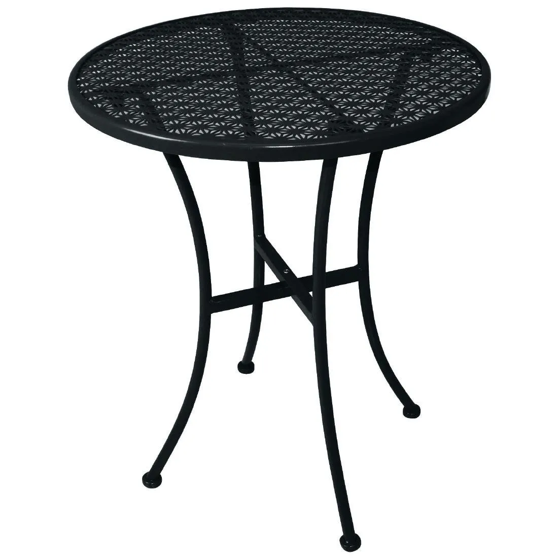 Table Bistro Ronde En Acier Ajouré - Noire - 600Mm