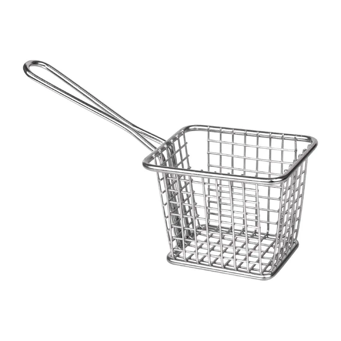 Petit Panier Carré De Présentation Avec Manche Long En Inox