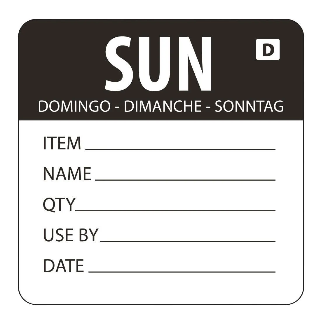 Etiquettes Solubles Jour De La Semaine "Dimanche"  - Rouleau de 250
