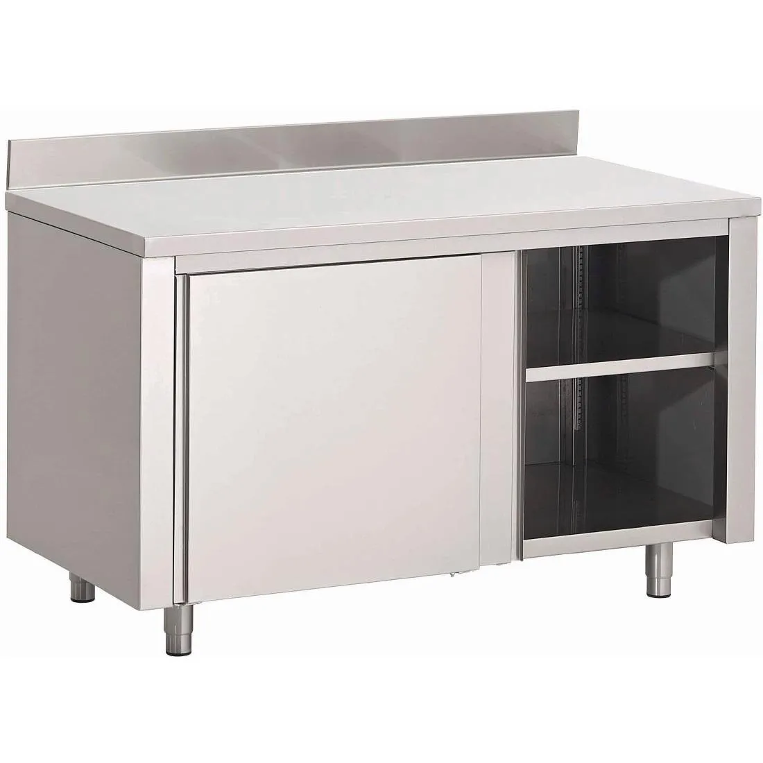 Meuble en Inox Avec Portes Coulissantes Et Dosseret - L 1600 x P 700 mm