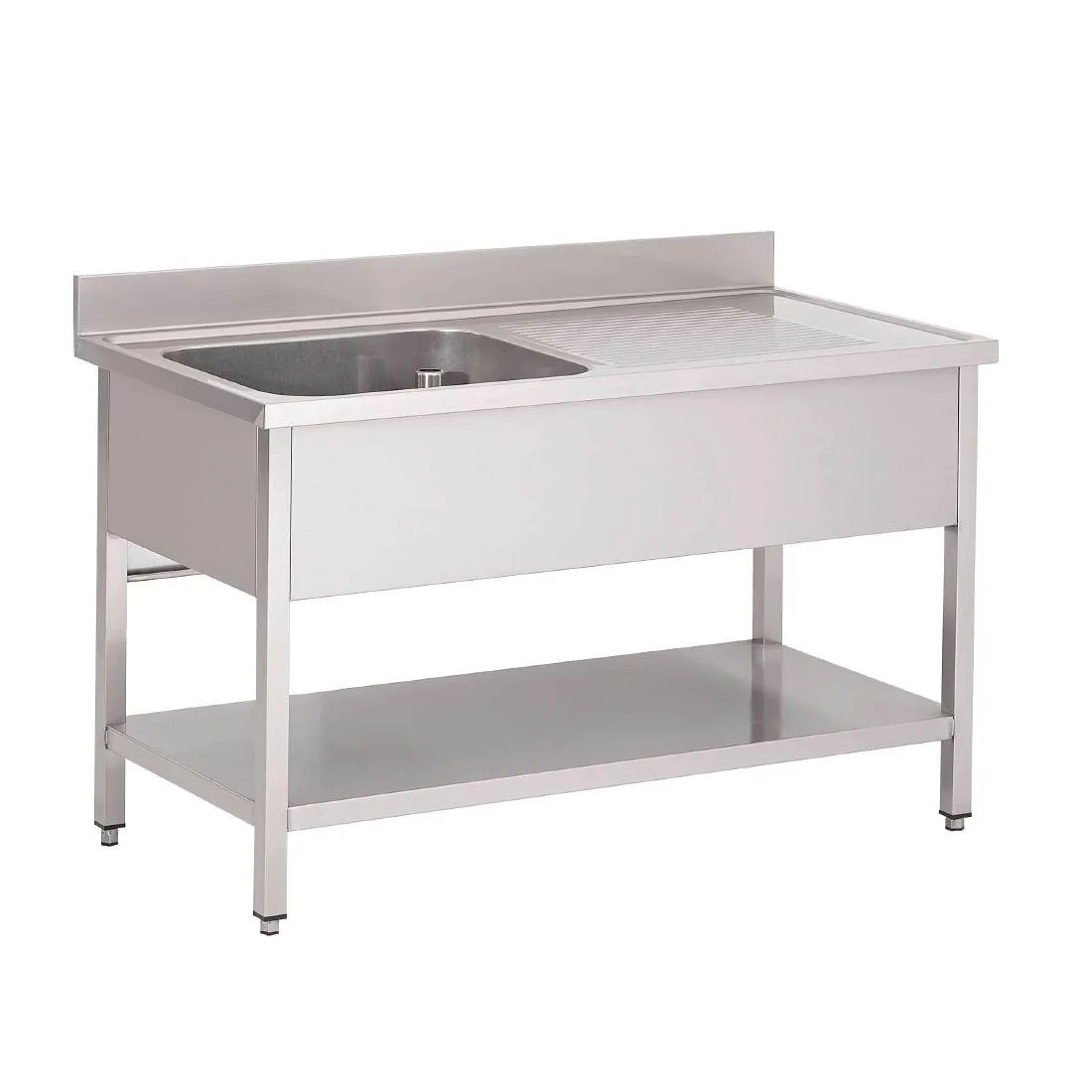 Plonge en Inox Avec Étagère Basse 1 Bac À Gauche - L 1600 x P 700 mm