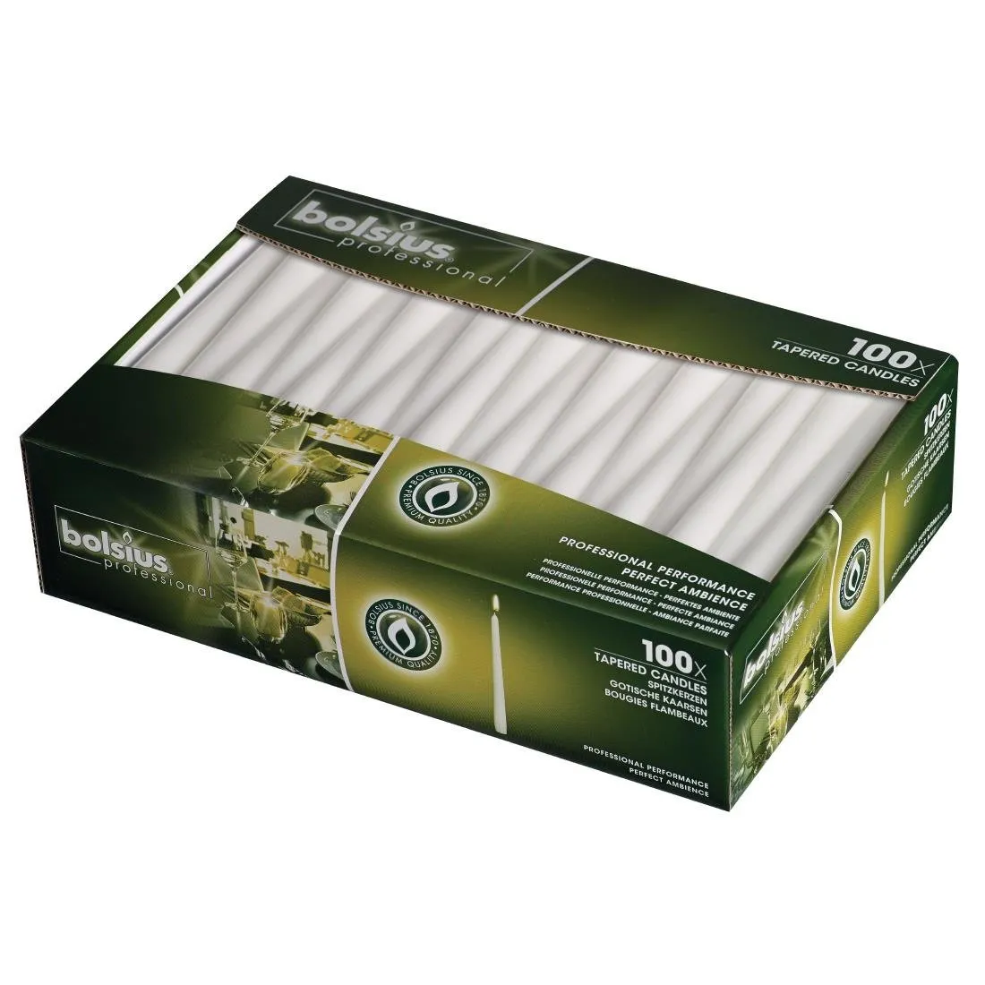 Bougies Effilées 254 mm Blanches