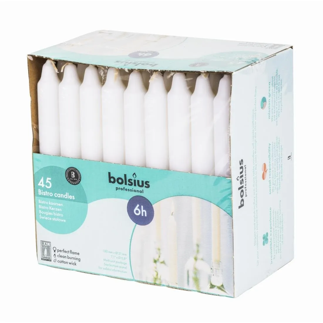 Bougies Bistro 177 mm Blanches