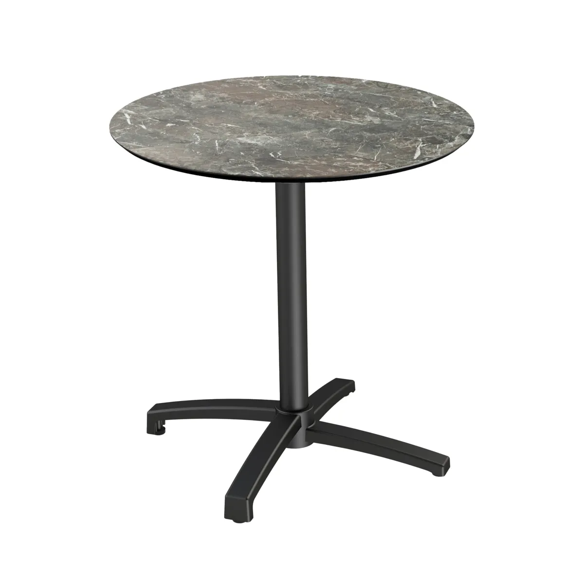 Table de Bistrot X Cross avec Piètement Noir Galaxy Marble - Ø 70 cm