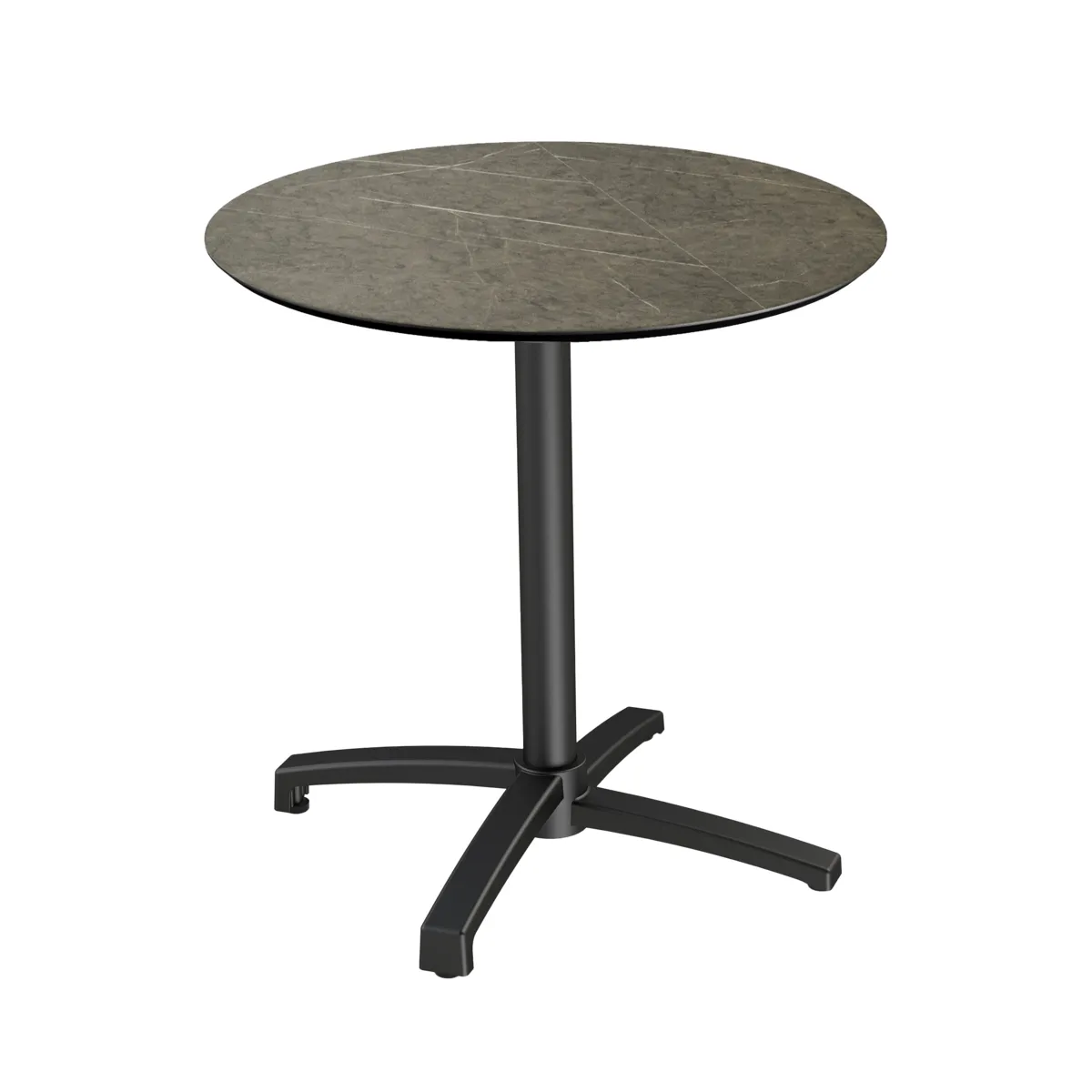 Table de Bistrot X Cross avec Piètement Noir Midnight Marble - Ø 70 cm