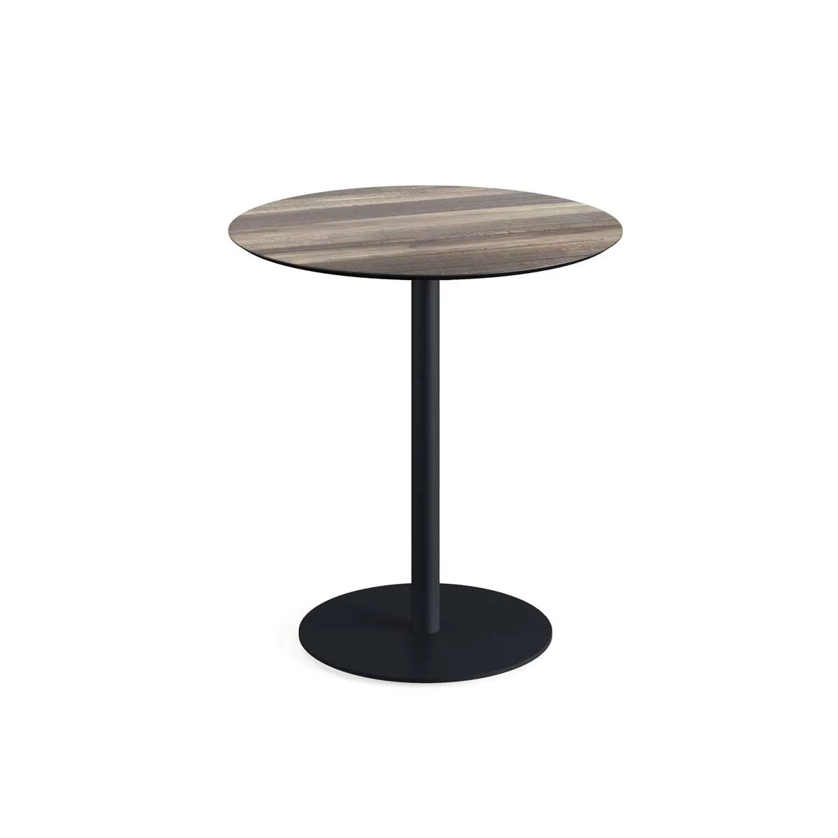 Table Bistrot Urban Piètement Noir et Plateau Tropical Wood - Ø 70 cm