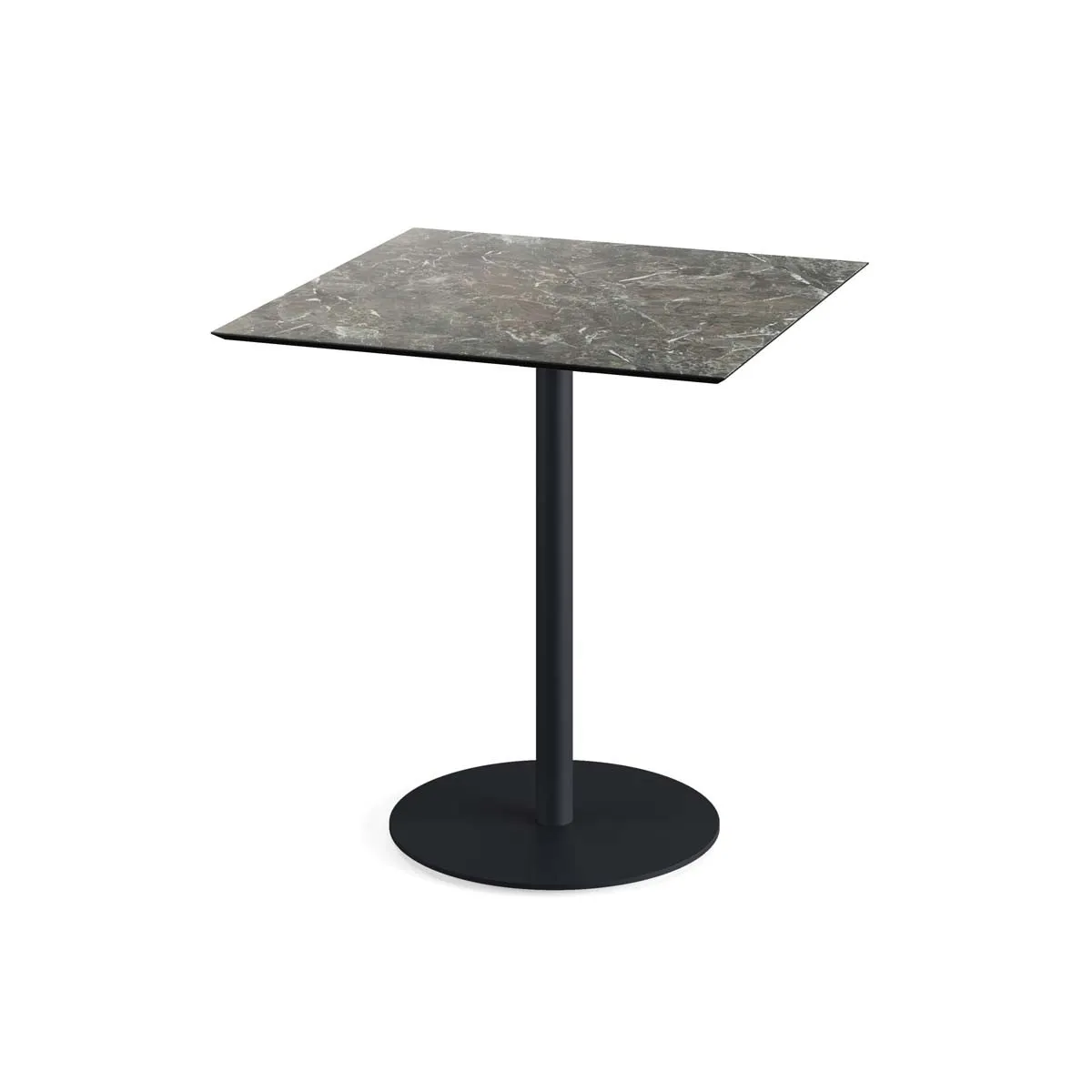 Table Bistrot Urban Piètement Noir et Plateau Galaxy Marble - 70 x 70 cm