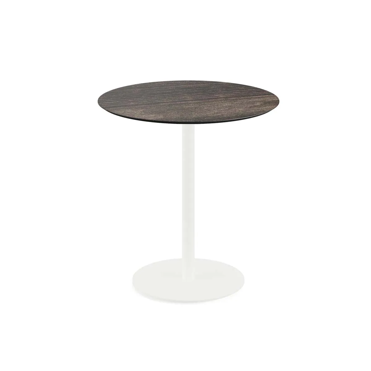 Table Bistrot Urban Piètement Blanc et Plateau Riverwashed Wood - Ø 70 cm