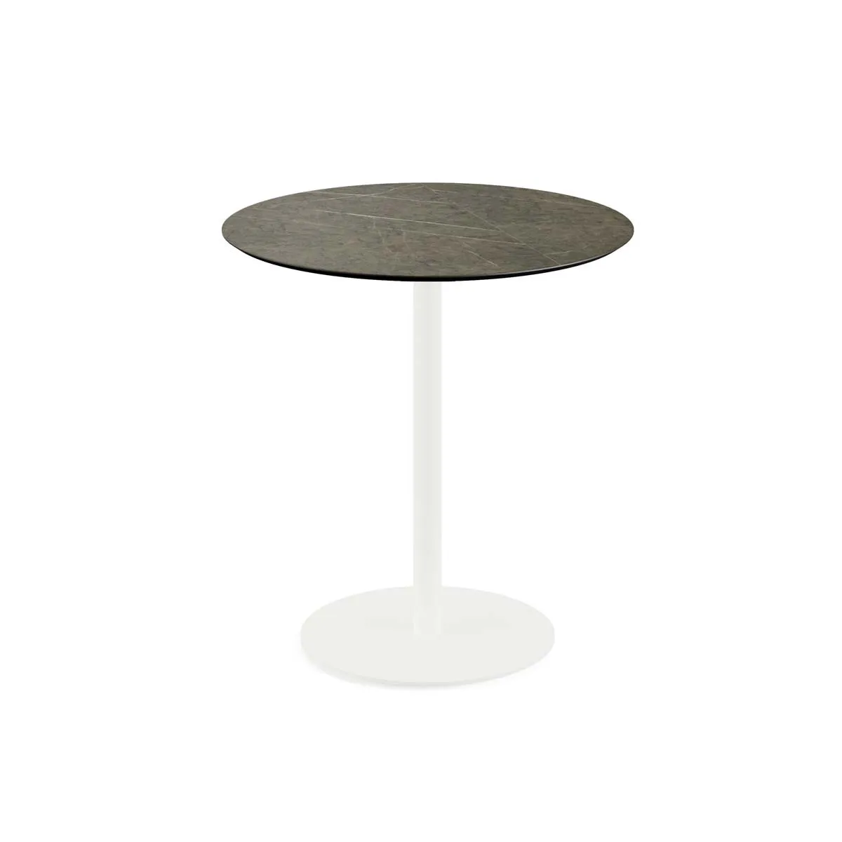 Table Bistrot Urban Piètement Blanc et Plateau Midnight Marble - Ø 70 cm