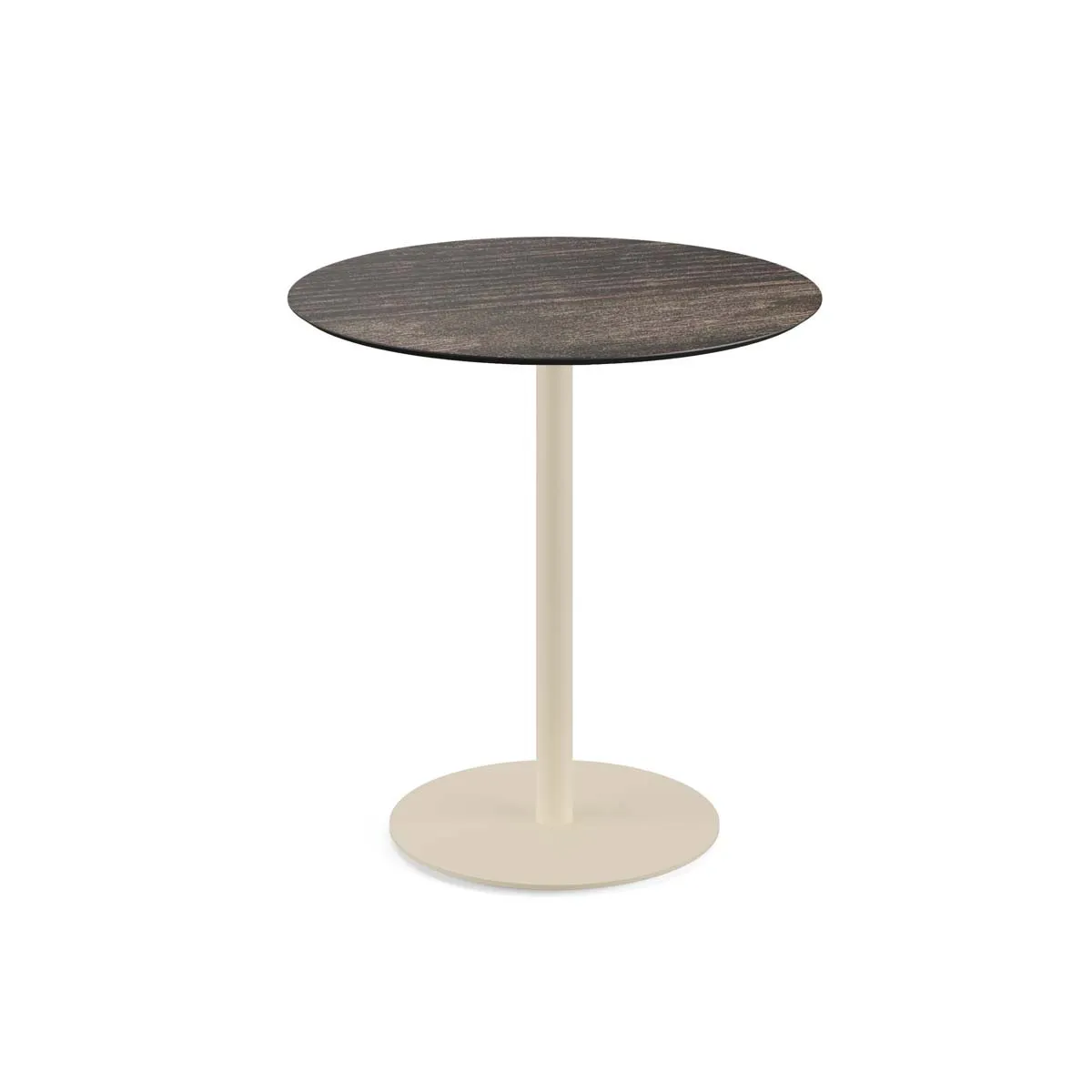 Table Bistrot Urban Piètement Sable et Plateau Riverwashed Wood - Ø 70 cm