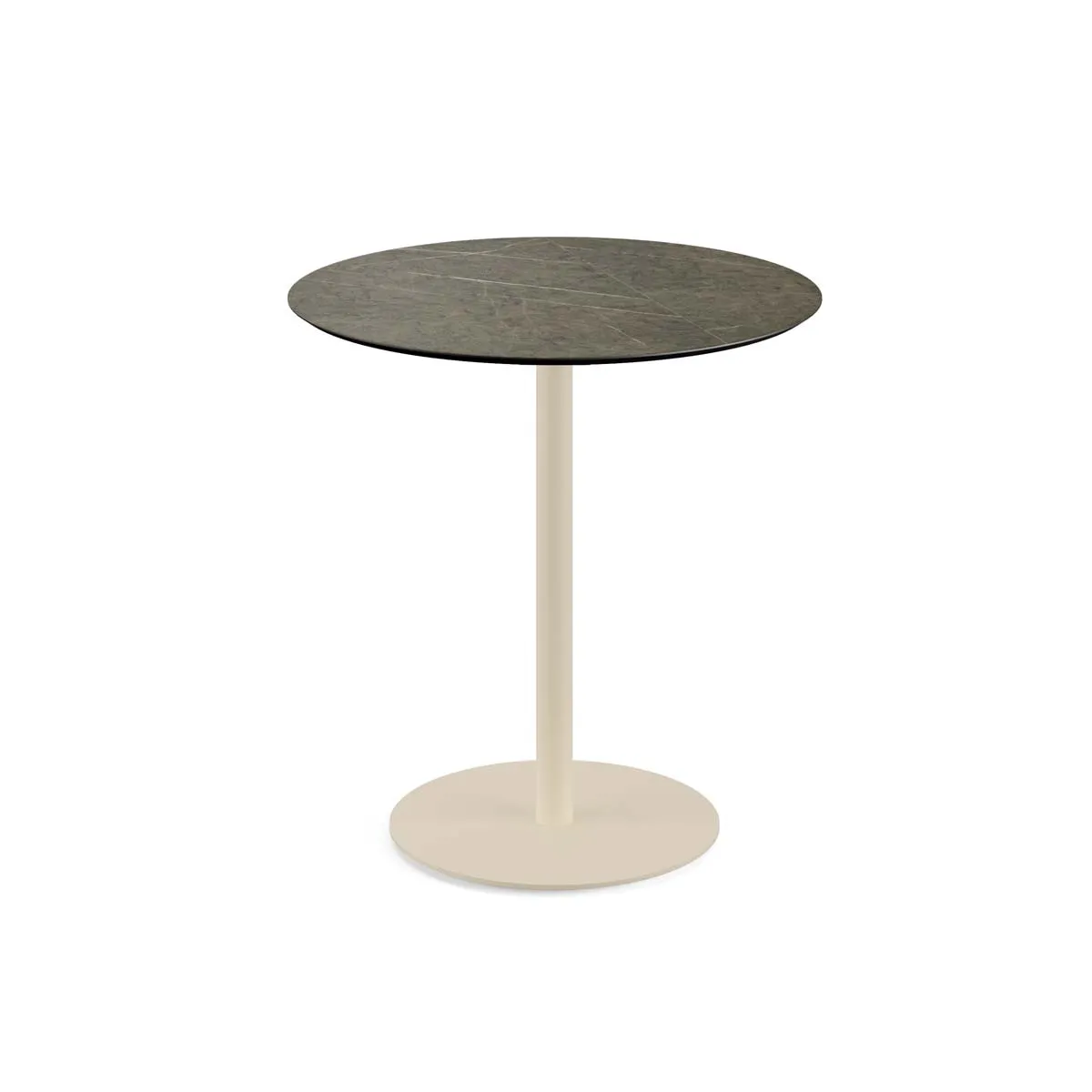 Table Bistrot Urban Piètement Sable et Plateau Midnight Marble - Ø 70 cm