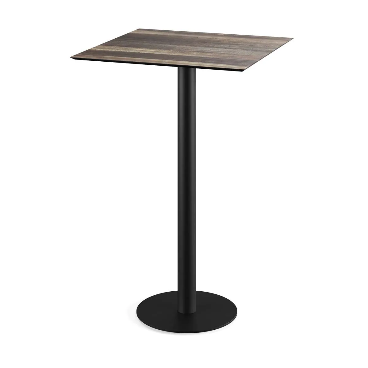Mange-Debout Urban Piètement Noir et Plateau Tropical Wood - 70 x 70 cm