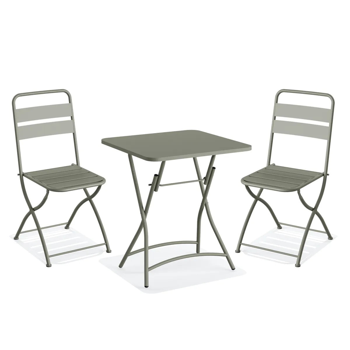 Ensemble Chaises et Table de Bistrot Pliable en Métal - Vert
