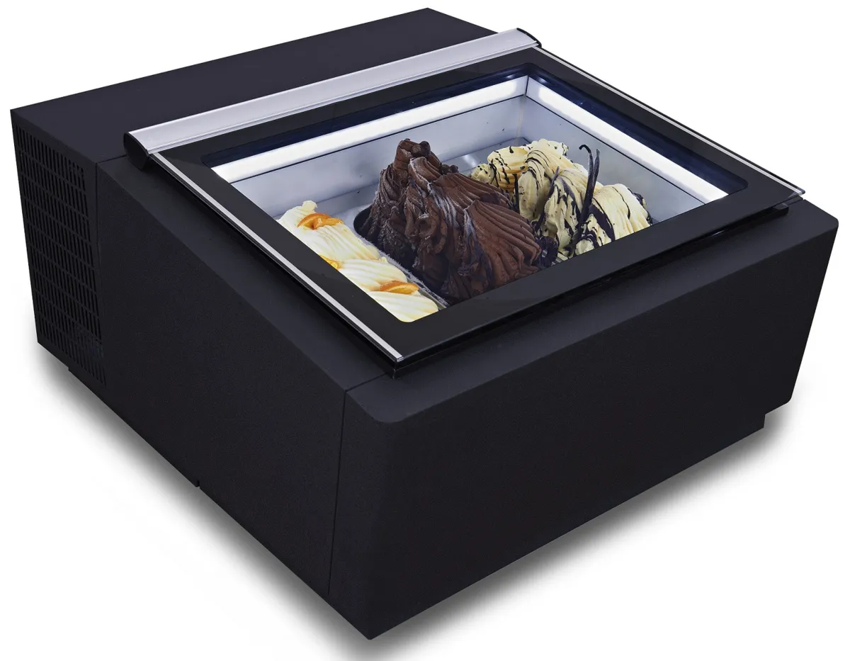Vitrine à Glace à Poser Noire - Statique - 3 x 5 L - Côté Client